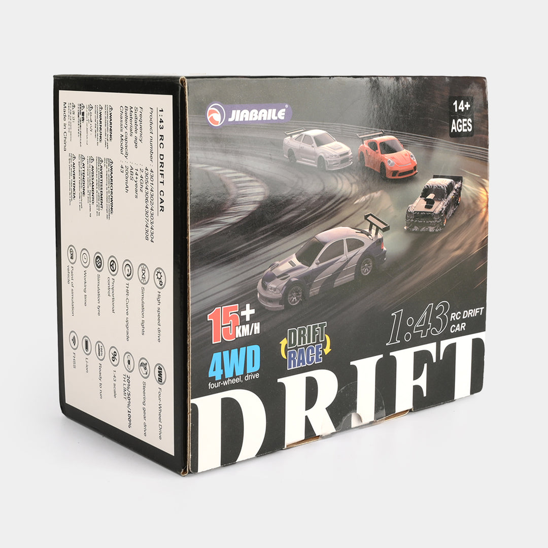 1:43 Scale 4WD High-Speed Remote Control Drift Car (Gyro Stabilized)