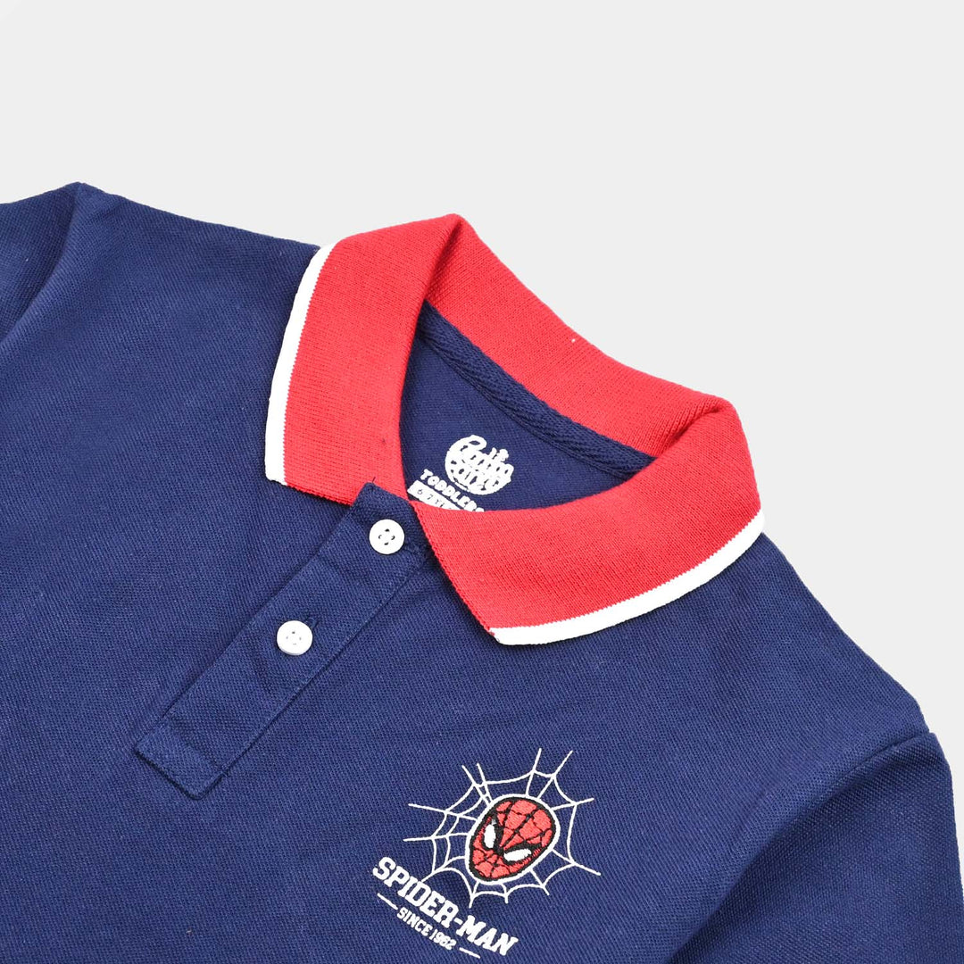 Boys Jumbo Pique Polo-Navy Blue