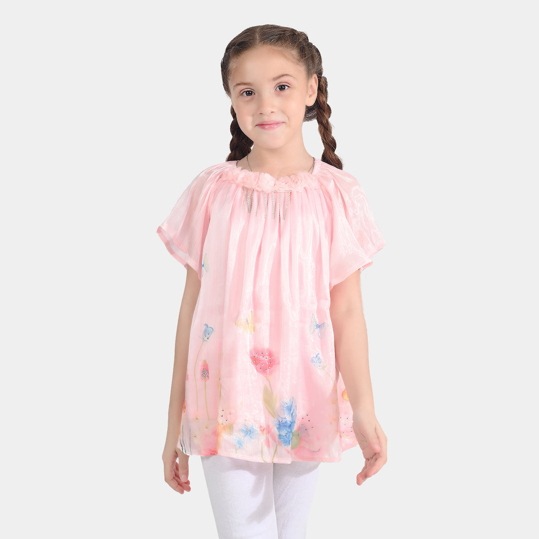 Girls Chiffon Top-Peach
