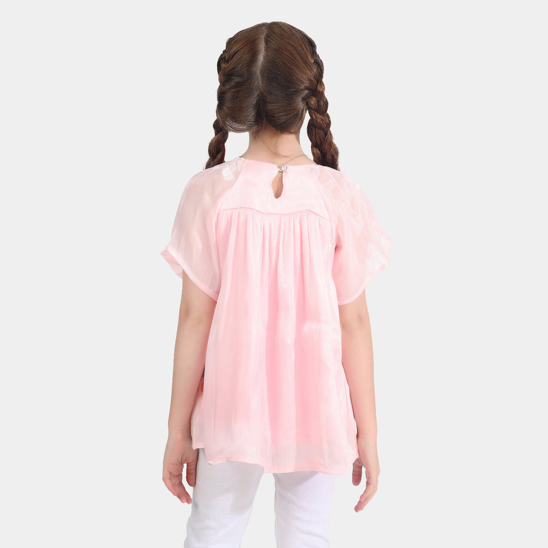 Girls Chiffon Top-Peach