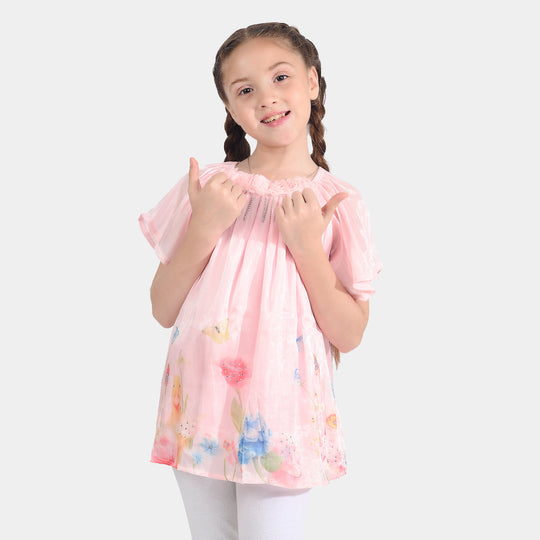 Girls Chiffon Top-Peach