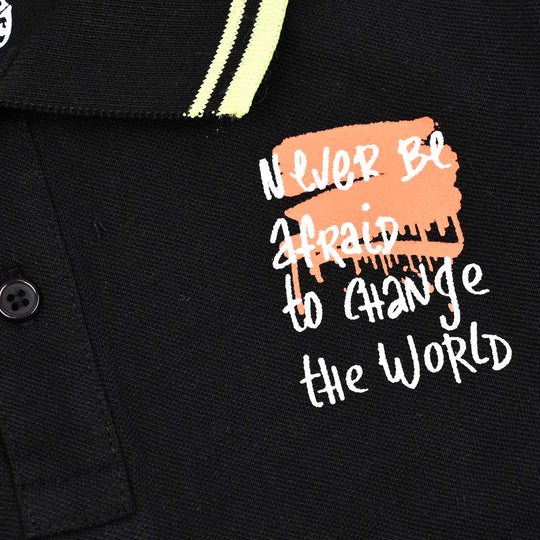 Boys Cotton PK Polo Attitude-Jet Black