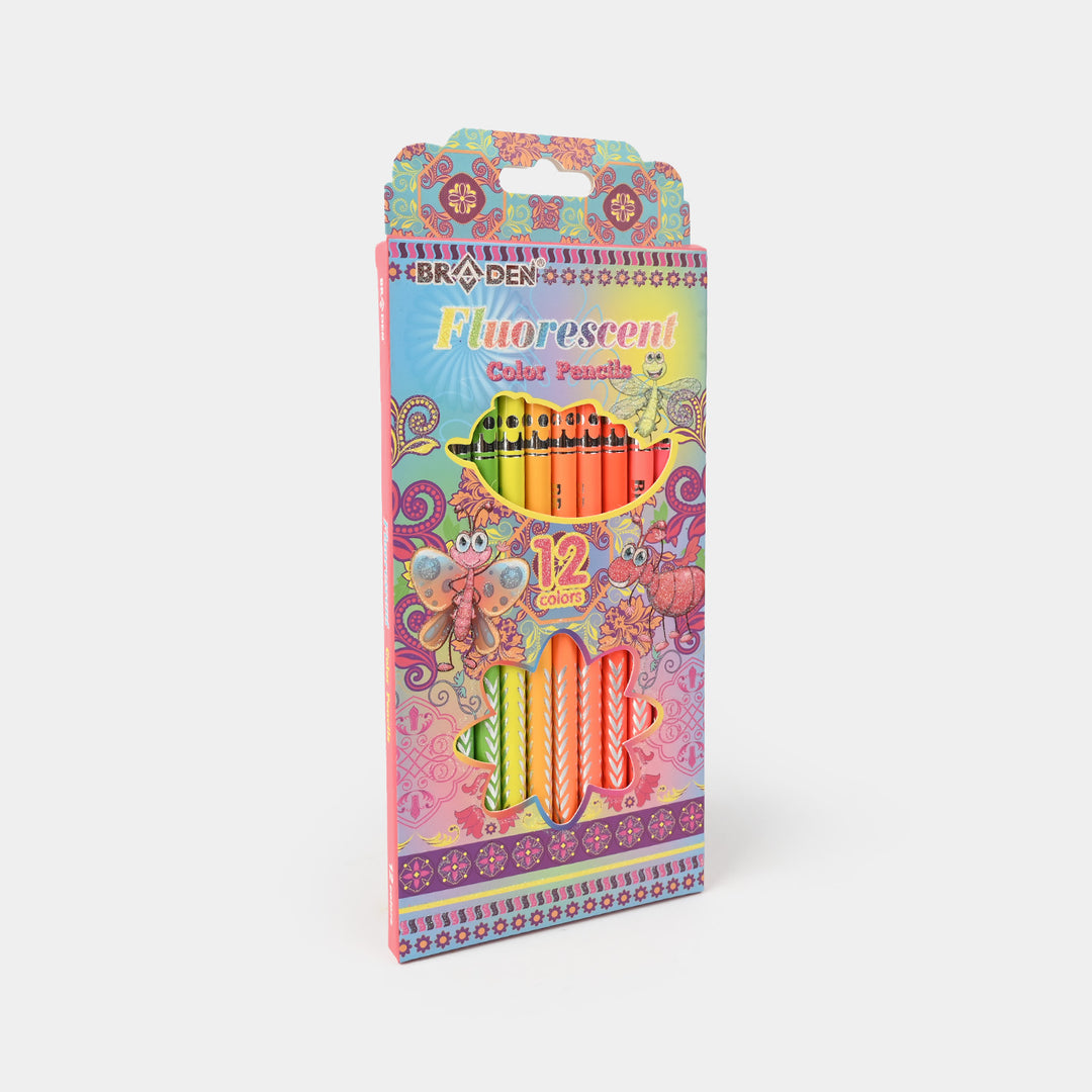 Braden Fluorescent 12 Color Pencils | Bright & Smooth