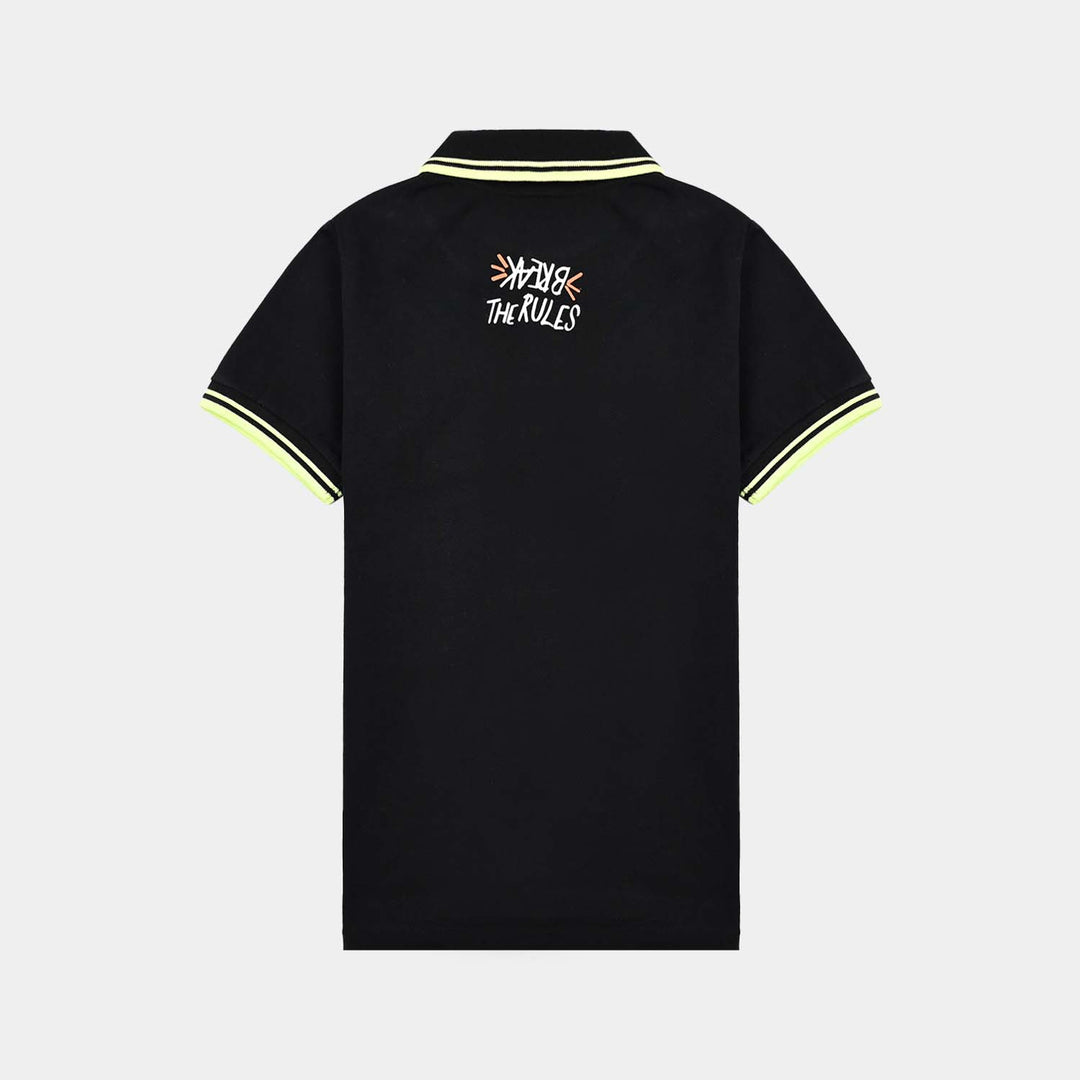 Boys Cotton PK Polo Attitude-Jet Black