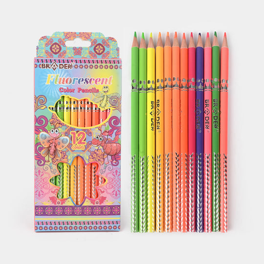 Braden Fluorescent 12 Color Pencils | Bright & Smooth