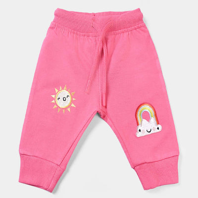 Infant Girls Cotton Terry Sleeping Pyjama Sun & Rainbow-Hot Pink