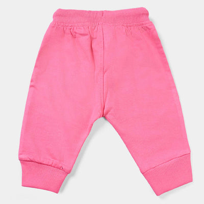 Infant Girls Cotton Terry Sleeping Pyjama Sun & Rainbow-Hot Pink