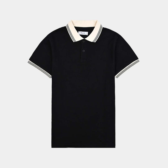 Teen Boys Pique Basic Polo-BLACK
