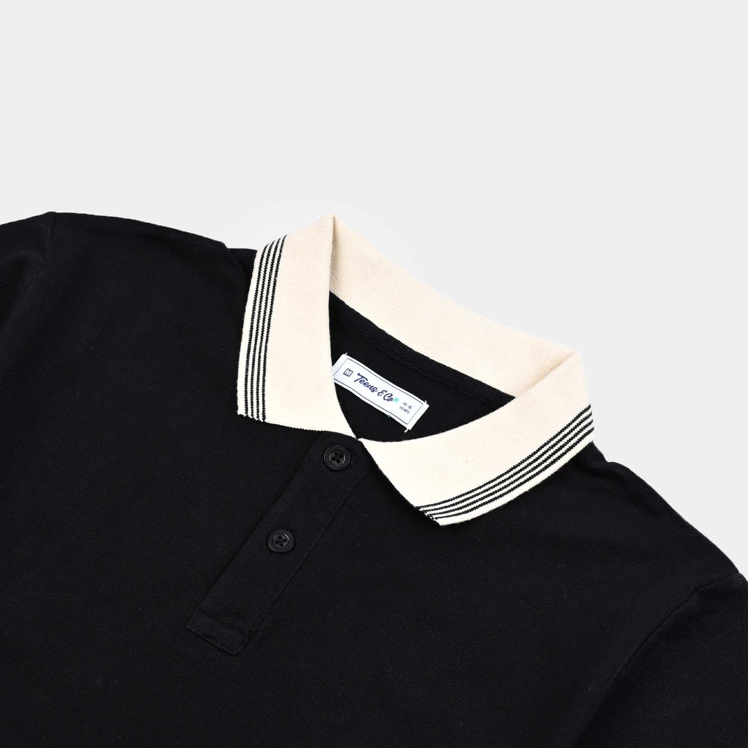 Teen Boys Pique Basic Polo-BLACK