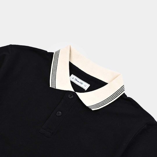 Teen Boys Pique Basic Polo-BLACK