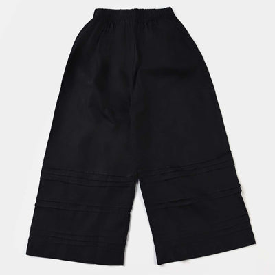 Girls Cotton Pleated Culottes-BLACK