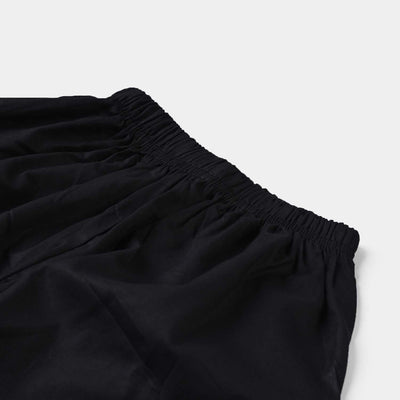 Girls Cotton Pleated Culottes-BLACK