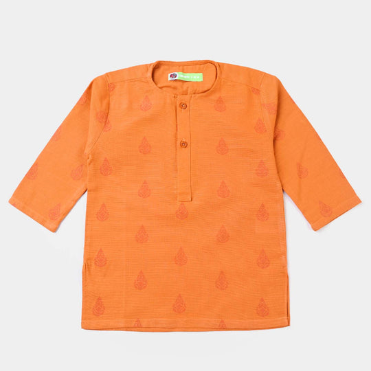 Infants Boys Cotton Slub Shalwar Suit (DAMASK)-B.Orange