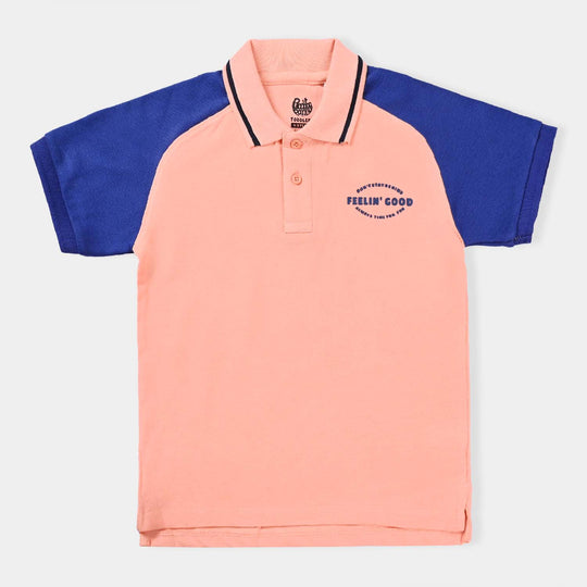 Boys Cotton PK Polo Feeling Good-Peach