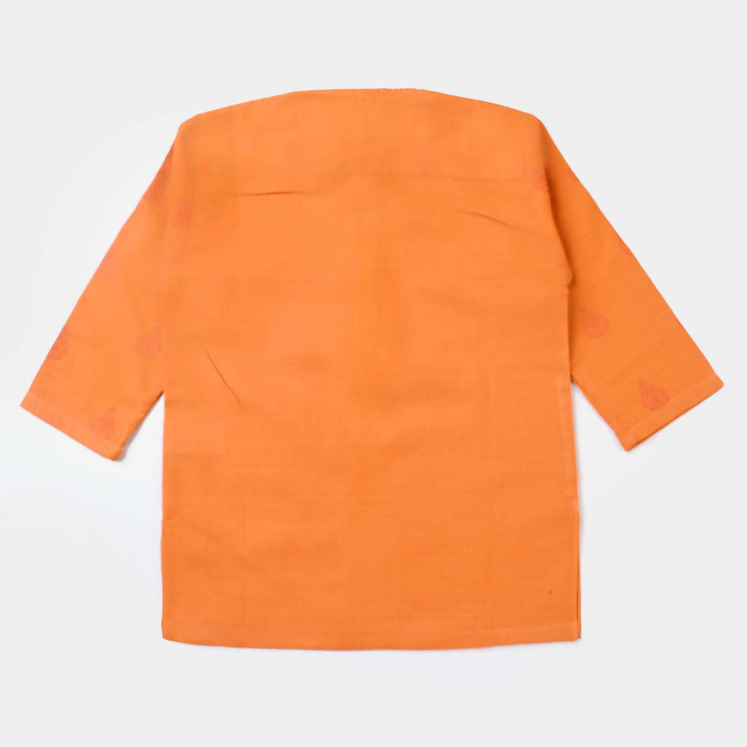 Infants Boys Cotton Slub Shalwar Suit (DAMASK)-B.Orange