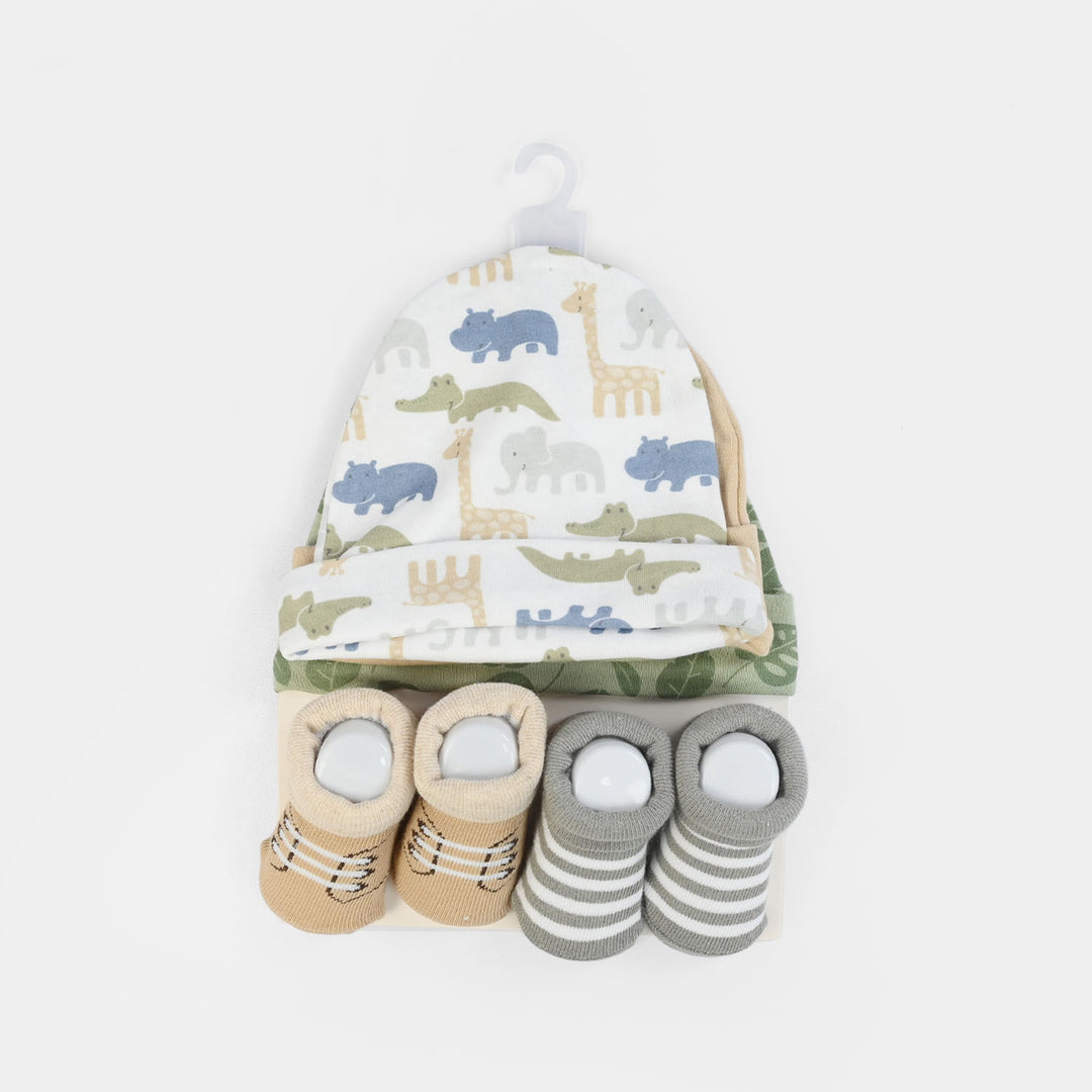 Cotton Baby Cap & Socks Pack Of 5