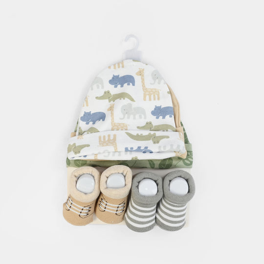Cotton Baby Cap & Socks Pack Of 5