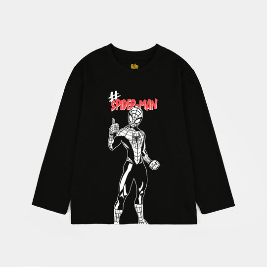 Boys Lycra Jersey T-Shirt Character-BLACK