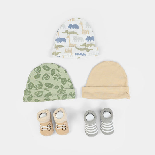 Cotton Baby Cap & Socks Pack Of 5