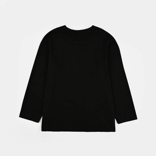 Boys Lycra Jersey T-Shirt Character-BLACK