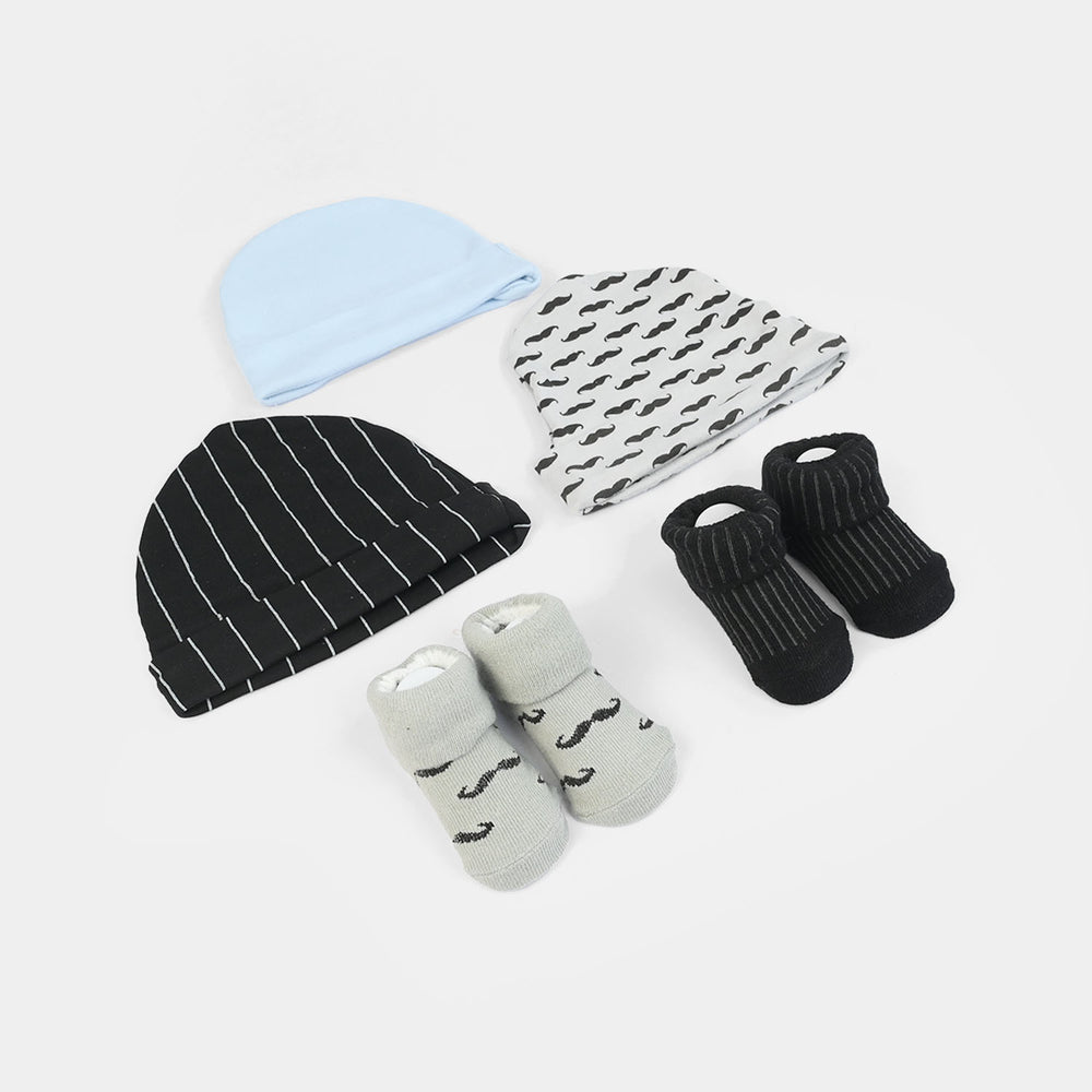 Cotton Baby Cap & Socks Pack Of 5