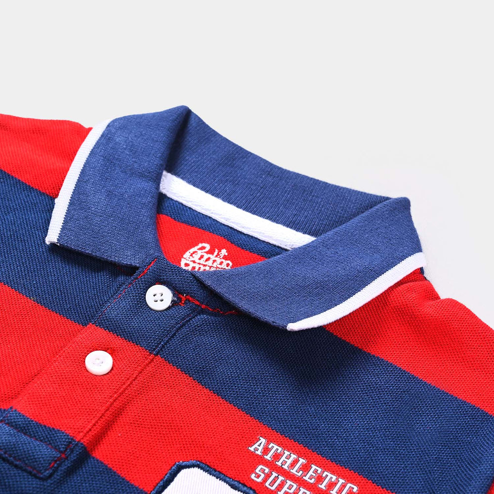 Boys Cotton Pk Polo Athletic-Red/Blue