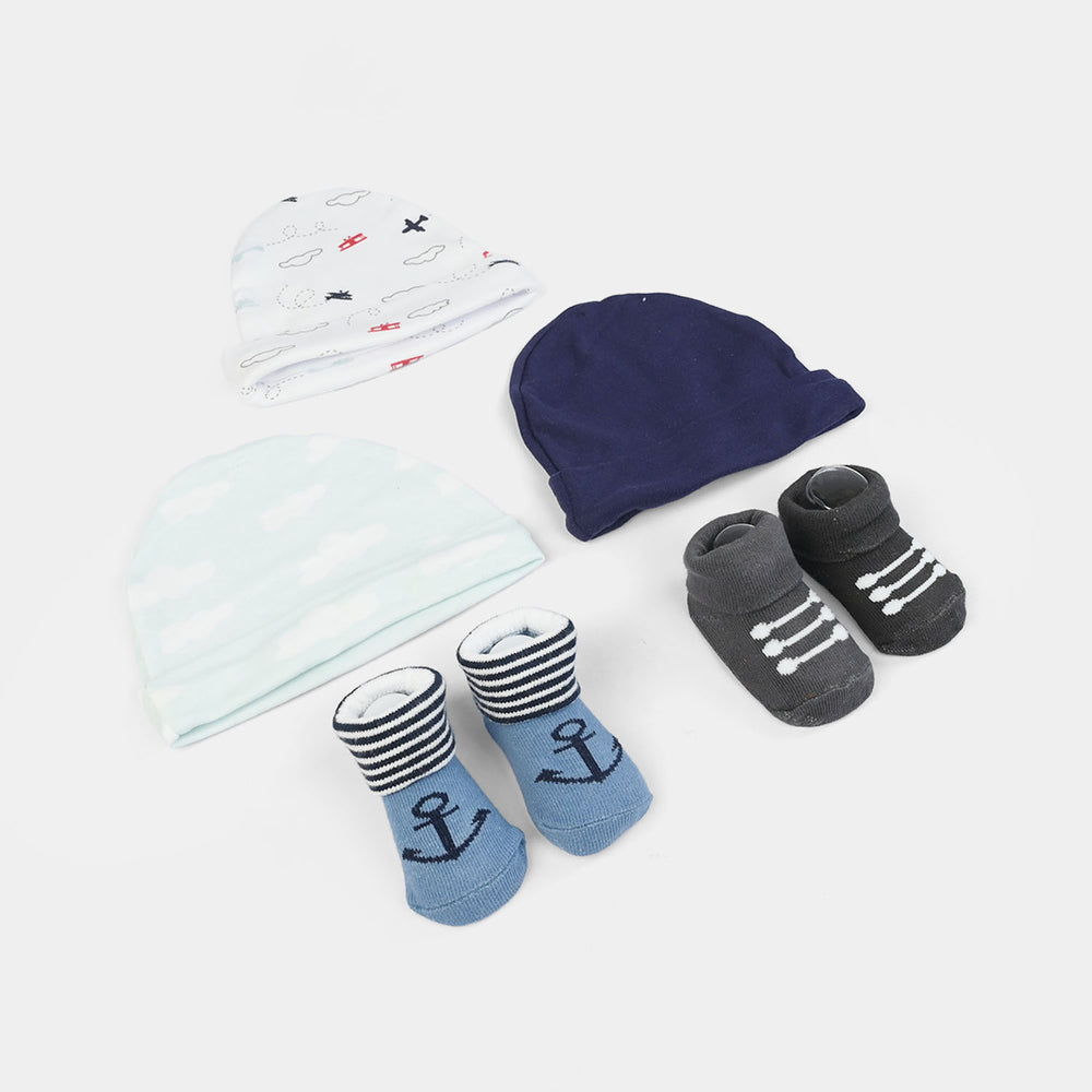 Cotton Baby Cap & Socks Pack Of 5