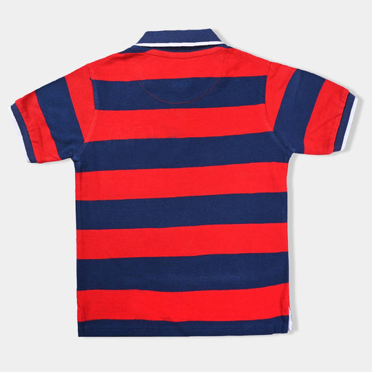 Boys Cotton Pk Polo Athletic-Red/Blue