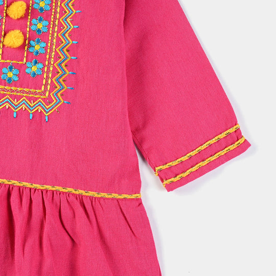 Infant Girls CVC EMB Kurti My Doll-Bright Pink