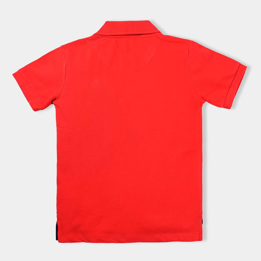 Boys Cotton Pk Polo Basic-F. Scarlet