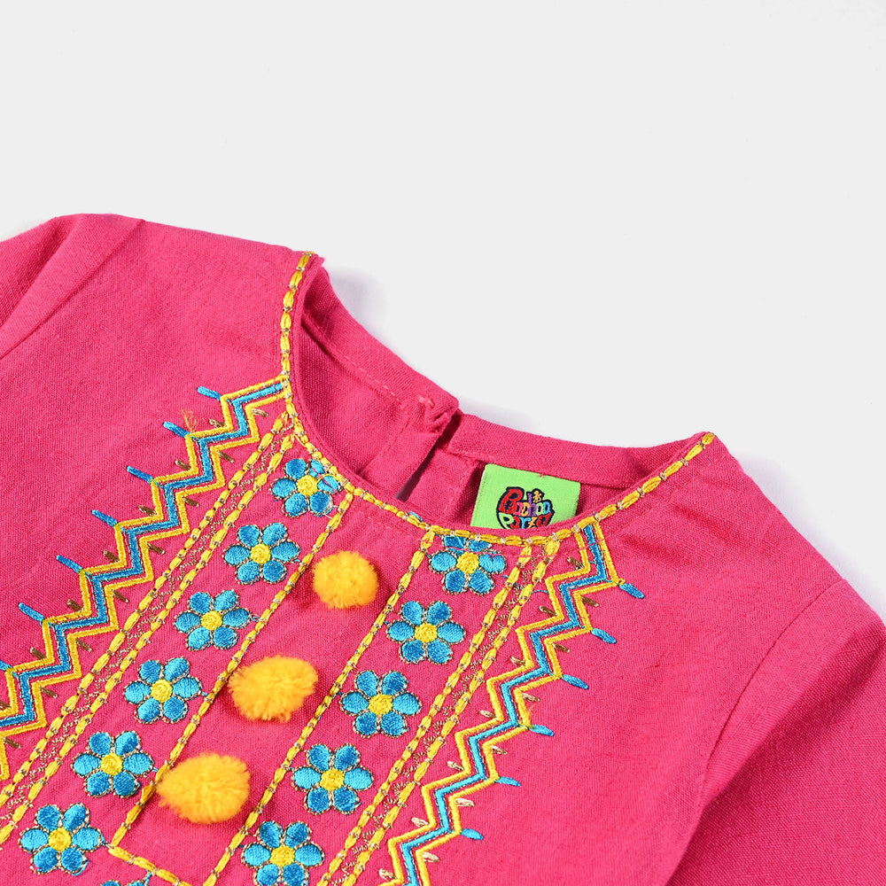 Infant Girls CVC EMB Kurti My Doll-Bright Pink