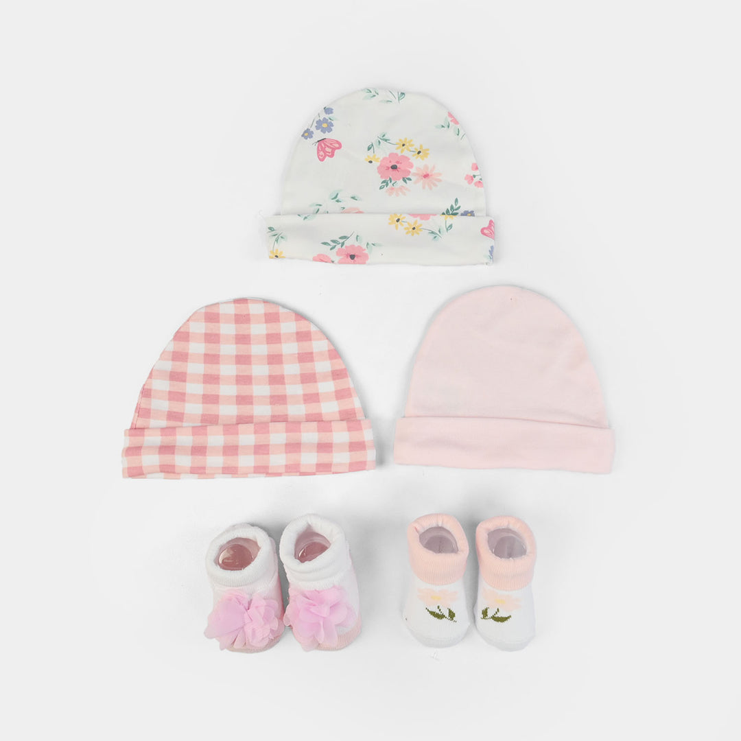 Cotton Baby Cap & Socks Pack Of 5