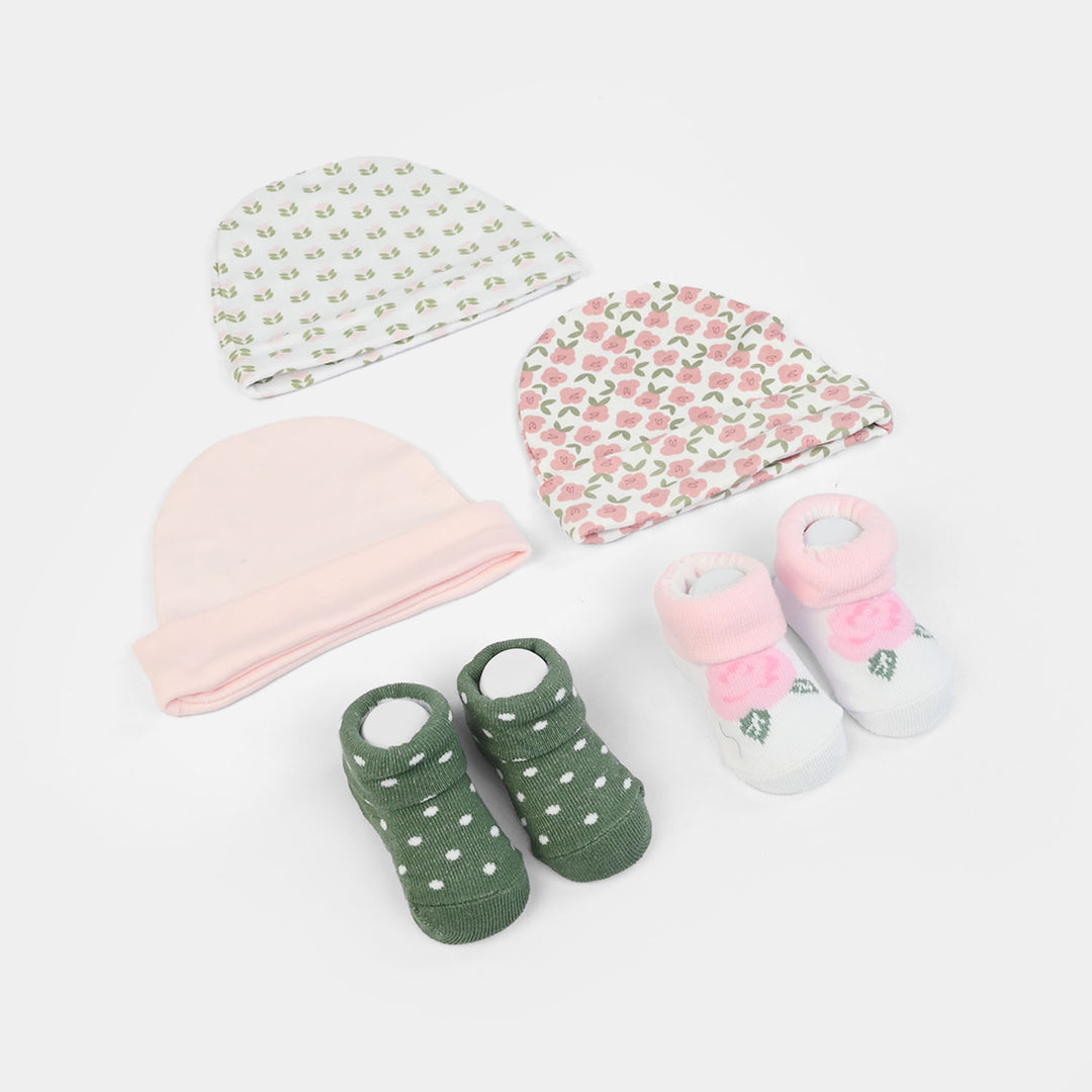 Cotton Baby Cap & Socks Pack Of 5