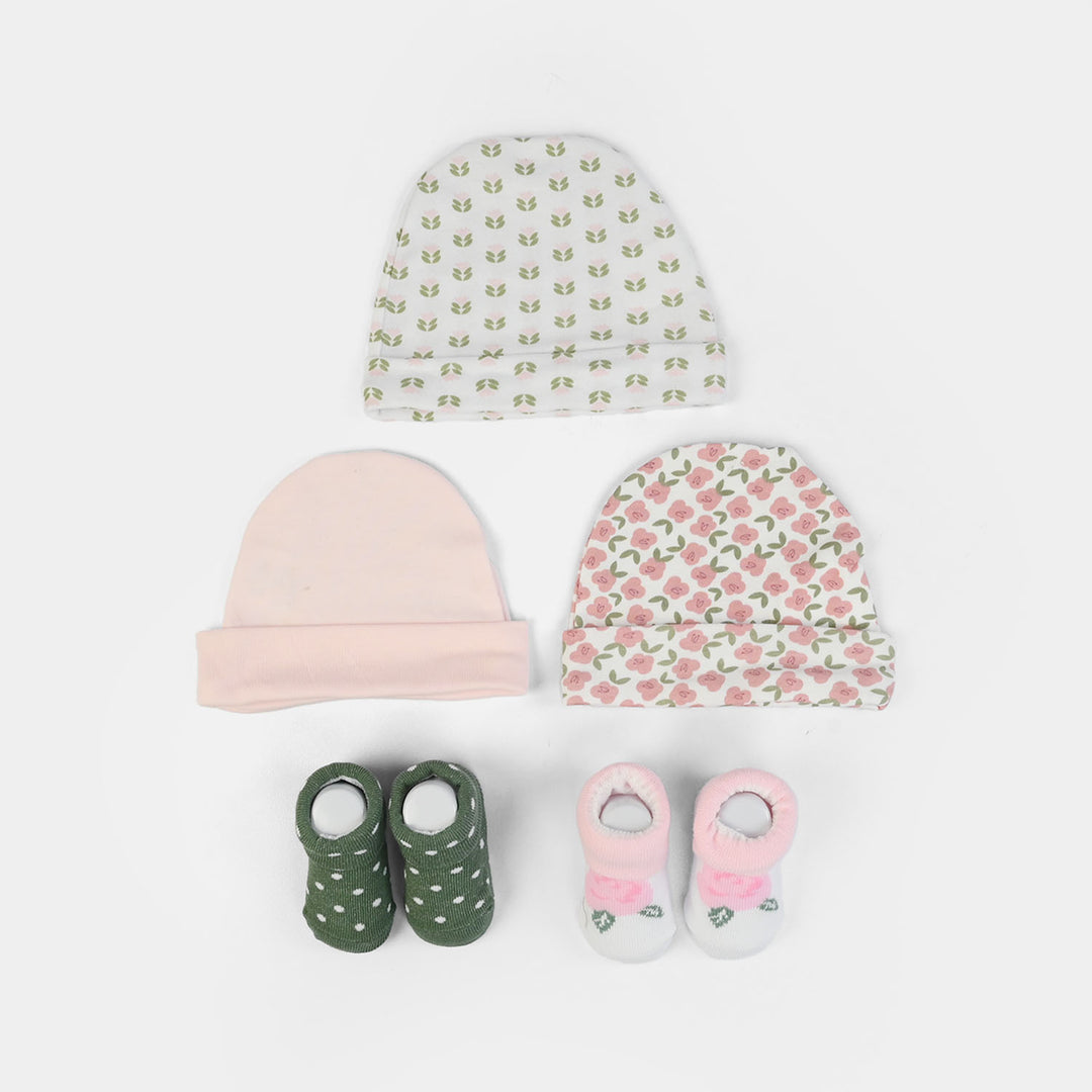 Cotton Baby Cap & Socks Pack Of 5