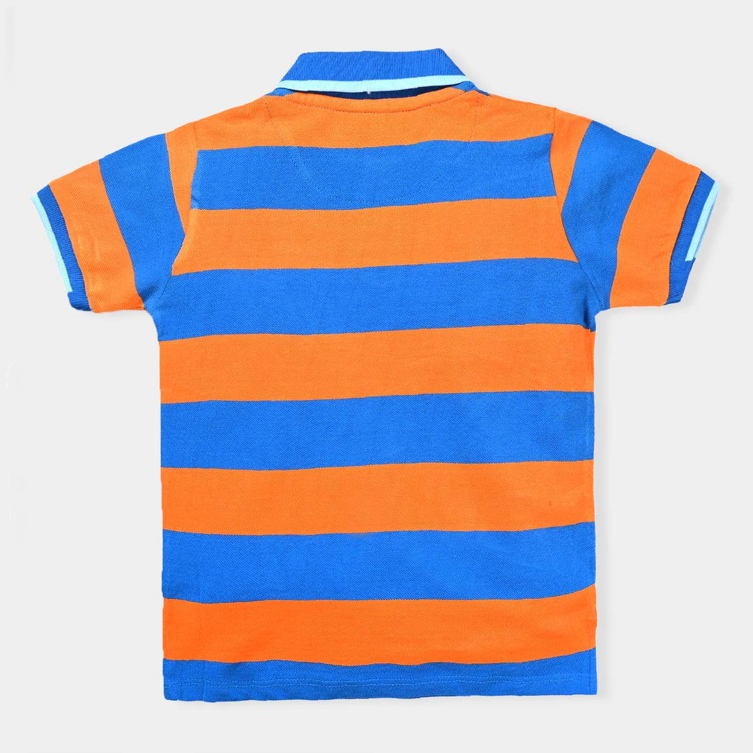 Boys Cotton PK Polo Cool Kid- Blue/Orange