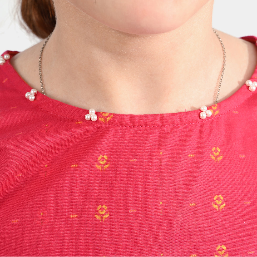 Girls Cotton Poplin Printed Kurti Desired-Multi