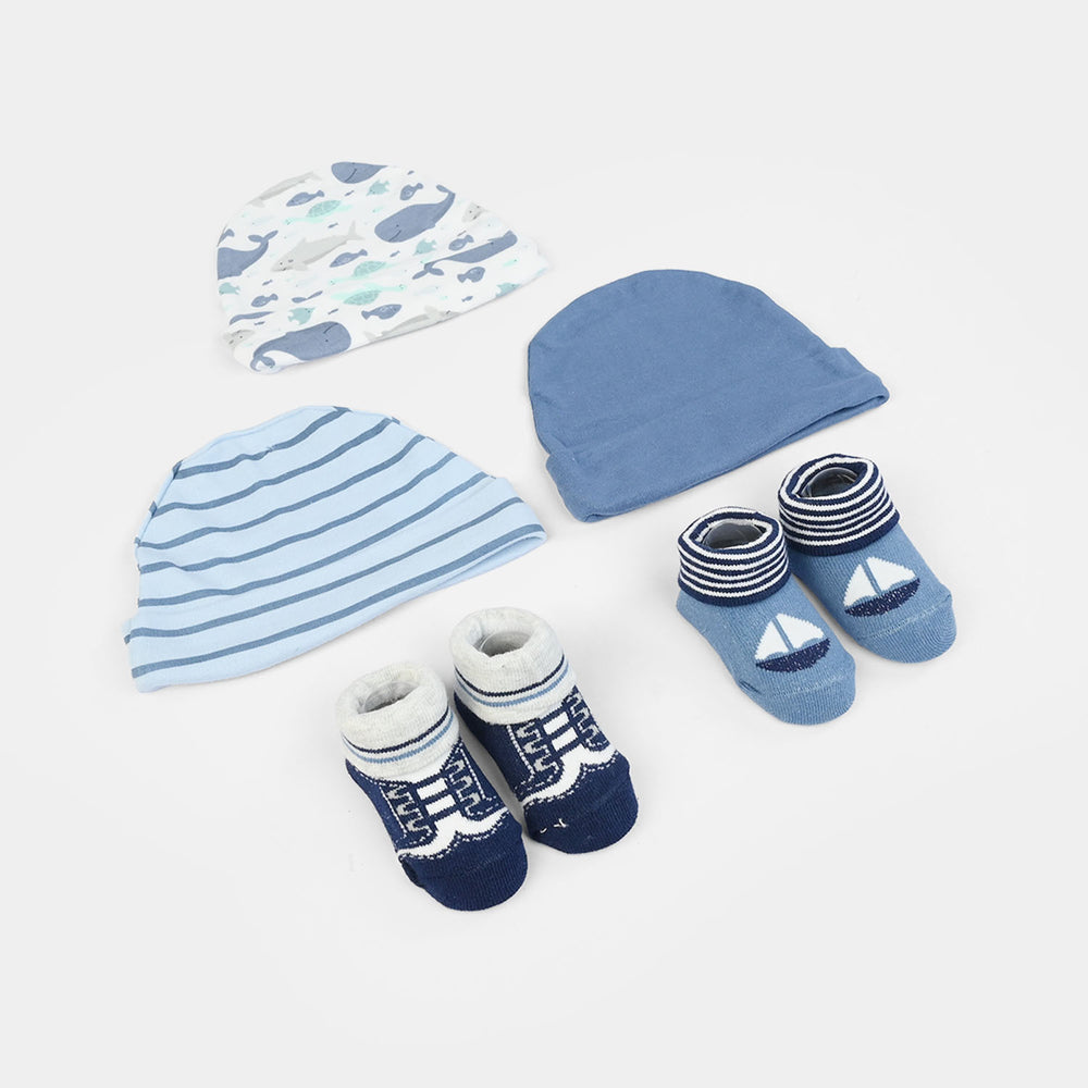 Cotton Baby Cap & Socks Pack Of 5