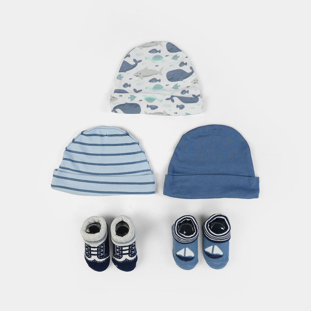Cotton Baby Cap & Socks Pack Of 5