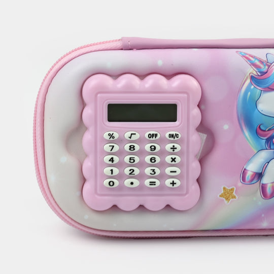 Stationery Pencil Pouch with Built-in Calculator