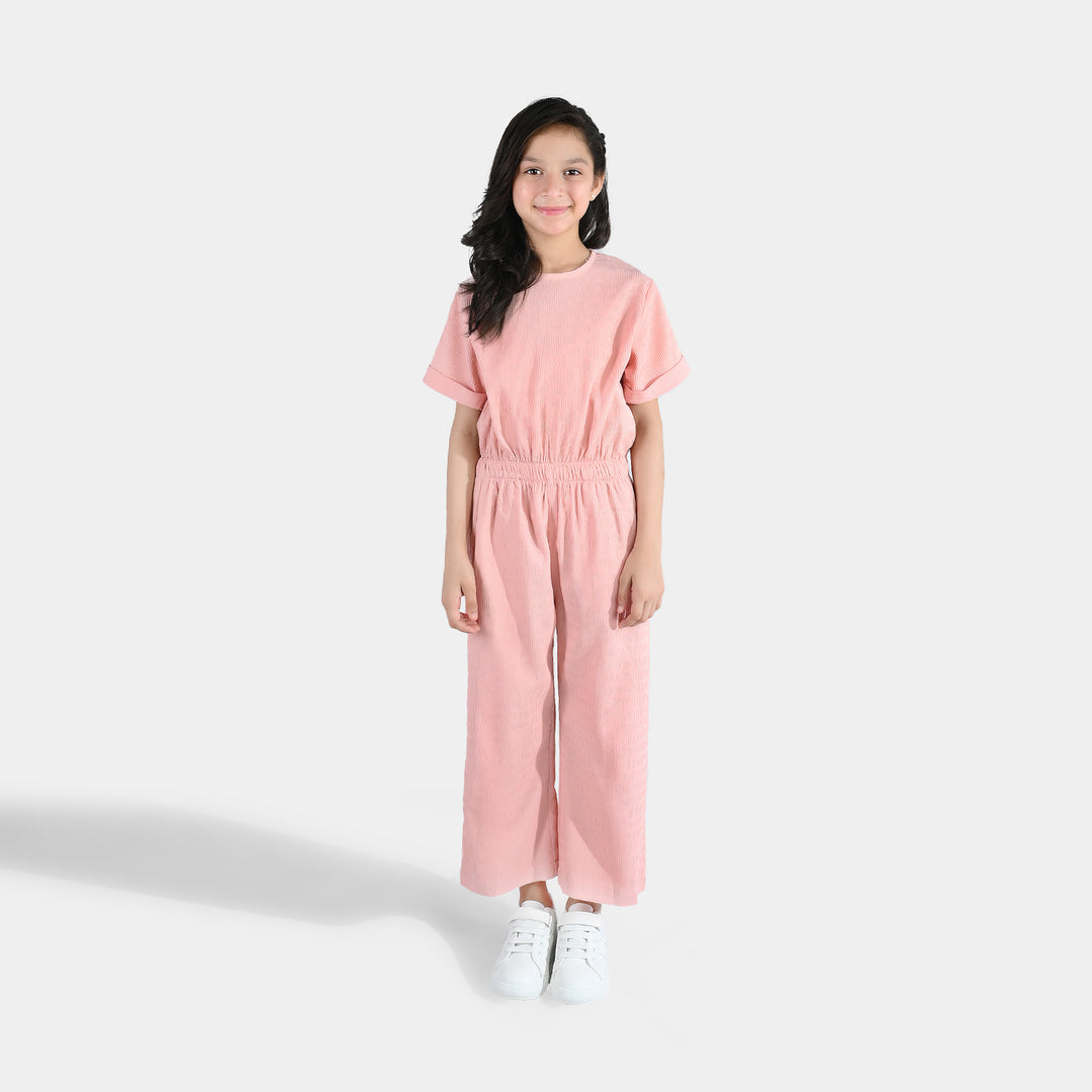 Girls Polyester Jumpsuit Blush-Peach