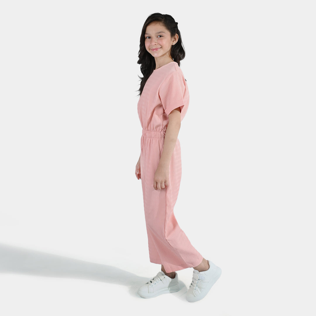 Girls Polyester Jumpsuit Blush-Peach