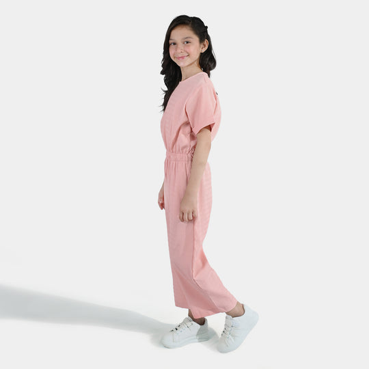 Girls Polyester Jumpsuit Blush-Peach