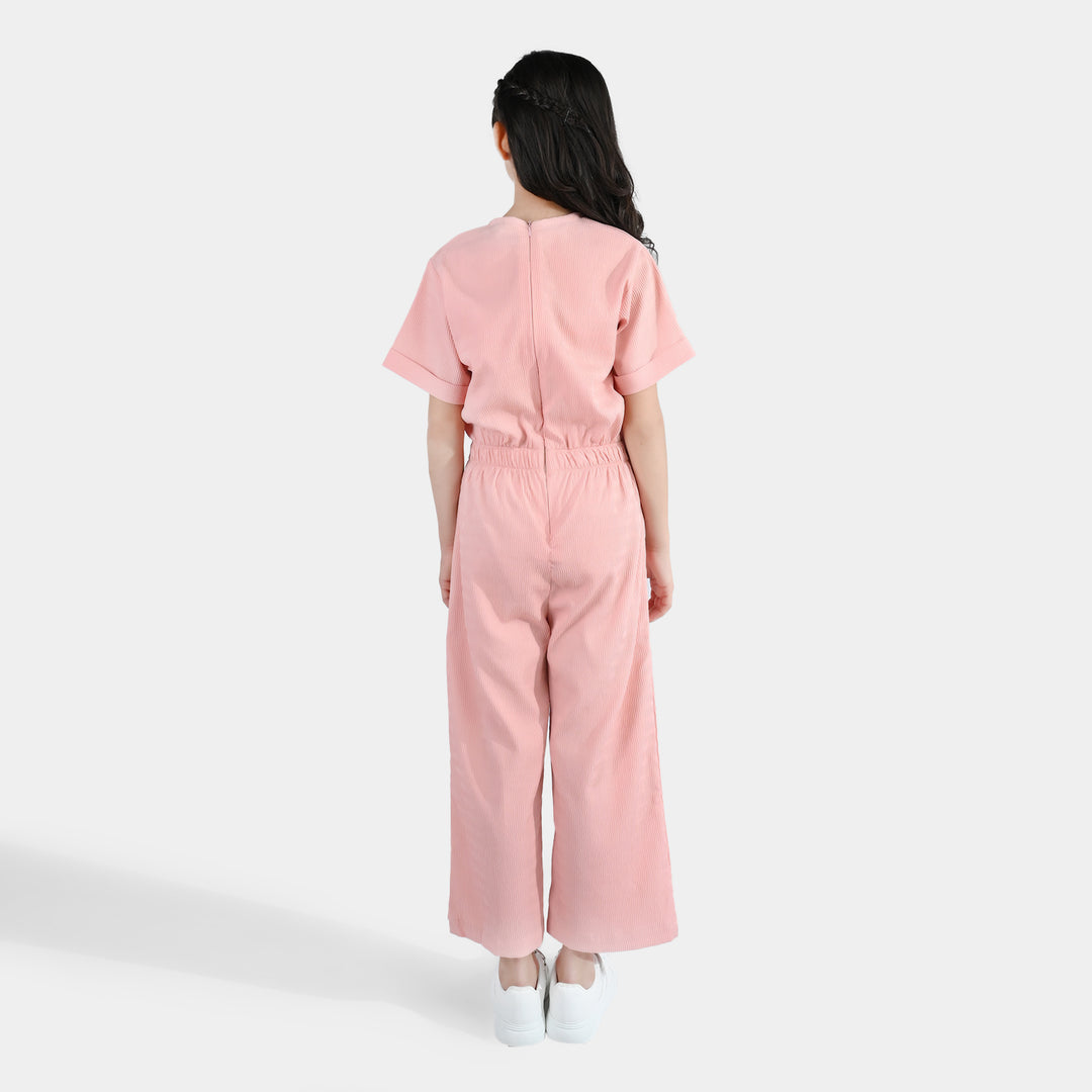 Girls Polyester Jumpsuit Blush-Peach