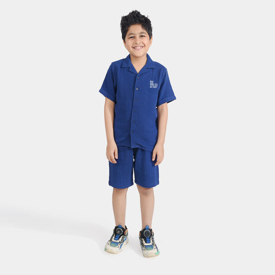 Boys Cotton Woven Suit Big Smile All Day-B-Blue