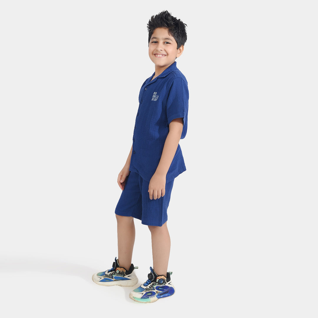 Boys Cotton Woven Suit Big Smile All Day-B-Blue