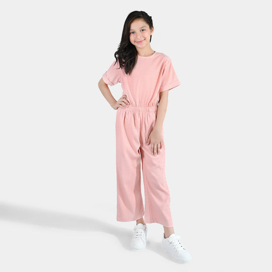 Girls Polyester Jumpsuit Blush-Peach