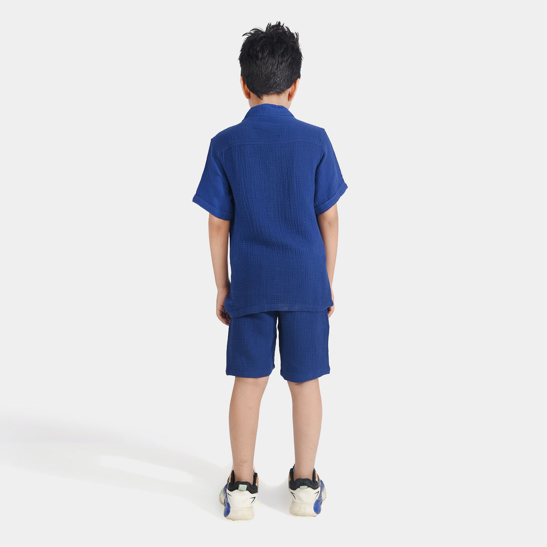 Boys Cotton Woven Suit Big Smile All Day-B-Blue