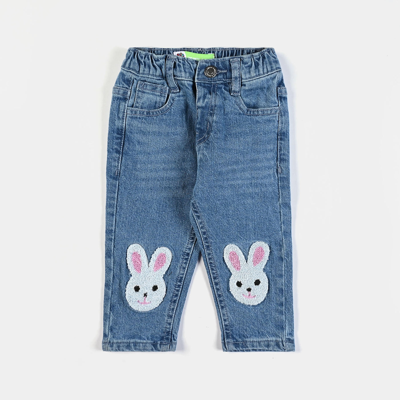 Infant Girls Denim Stretch Denim Pant Rabbit-Mid Blue