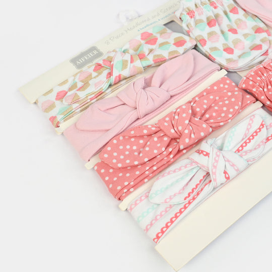 Baby Cotton Headband & Scratch Mitten Set
