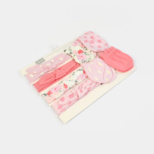 Baby Cotton Headband & Scratch Mitten Set
